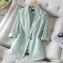 2024 Spring Summer Suit Women Coat 4XL Size Sunscreen New Lace Flower Blazers Blouse Jacket Air-Conditioned