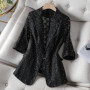 2024 Spring Summer Suit Women Coat 4XL Size Sunscreen New Lace Flower Blazers Blouse Jacket Air-Conditioned