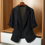 Female Leisure Thin Style Short Sleeved Small Blazer Jacket Korean Summer New Solid Color Short Sleeved Small Suit Top Coat