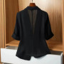 Female Leisure Thin Style Short Sleeved Small Blazer Jacket Korean Summer New Solid Color Short Sleeved Small Suit Top Coat