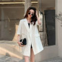 Korean Fashion Summer Women Oversized Short Sleeves Blazer Jacket Coats Cardigans Thin Tops Buttons Office Lady New Suit Coats