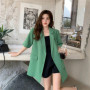 Korean Fashion Summer Women Oversized Short Sleeves Blazer Jacket Coats Cardigans Thin Tops Buttons Office Lady New Suit Coats