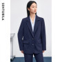 SENTUBILA Solid Blazers for Woman 2026 Autumn Notch Lapel Single-breasted Two-button Straight Loose Fit Tailored Coat 153XC8811X