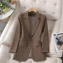 2024 New Green Blazer Women Formal Coat Female Long Sleeve Single Button Straight Jacket Office Ladies Work Wear Blazer Tops 4XL