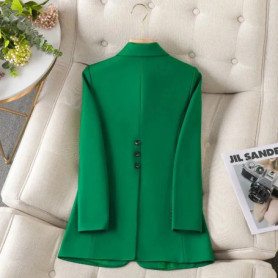 2024 New Green Blazer Women Formal Coat Female Long Sleeve Single Button Straight Jacket Office Ladies Work Wear Blazer Tops 4XL
