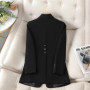 2024 New Green Blazer Women Formal Coat Female Long Sleeve Single Button Straight Jacket Office Ladies Work Wear Blazer Tops 4XL