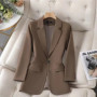 2024 New Green Blazer Women Formal Coat Female Long Sleeve Single Button Straight Jacket Office Ladies Work Wear Blazer Tops 4XL