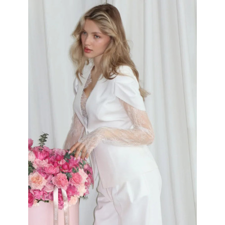 2026 New Women Long Sleeve One Button Club Blazers Elegant Deep V Neck See Through Coats Lace Patchwork Sexy Blazer Jacket