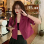 Short Sleeve Blazers Women Vintage Stylish New Popular Temperament Notched Harajuku Summer All-match Office Ladies Solid Cozy