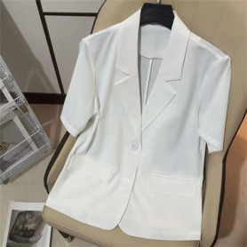 Fashion Thin Short Sleeve Blazer Jacket Women Tops 2024 New Women's Blazer Summer Sunscreen Jacket White Suit Jackets Women
