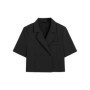 Blazers Women Casual Crop Outwear Summer All-match Korean Style Temperament Short Sleeve Office Lady Streetwear Double Breasted