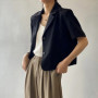 Blazers Women 3 Colors Office Lady New Short Sleeve Pockets Thin Summer Cropped All-match Simple College Quality Soft Streetwear