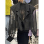 Blazers Women Back-slit Design Sun-proof See-through Casual Ins Korean Fashion Summer Outerwear Cropped Trendy Harajuku Chic