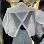 Blazers Women Back-slit Design Sun-proof See-through Casual Ins Korean Fashion Summer Outerwear Cropped Trendy Harajuku Chic