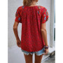 Summer Floral Print Blouses For Women Fashion V Neck Short Sleeve Boho Beach Casual Tops Female Elegant Shirt New Womenes
