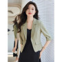 Black Women Blazer Slim Blazer Office Lady Work Suit Cropped Jacket Spring Summer Short Top Design Casual Coats Mujer One Button
