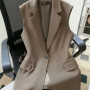 Korean Vest 2024 NEW Spring Summer Women's Blazer Korean Slim Sleeveless Jacket Fashion Wild Lined Coat Single Buckle Suit Vest