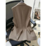 Korean Vest 2024 NEW Spring Summer Women's Blazer Korean Slim Sleeveless Jacket Fashion Wild Lined Coat Single Buckle Suit Vest