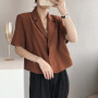 MEXZT Blazers Women S-4Xl Elegant Solid Suit Jackets Office Lady Korean Short Sleeve Single Breasted Casual Blazer Casual Coat