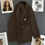 Candy Color OL Blazer Spring Autumn Notched Long Sleeve Double Breasted Metal Button Slim Pocket Blazer Coats ZXFS-S602