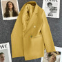 Candy Color OL Blazer Spring Autumn Notched Long Sleeve Double Breasted Metal Button Slim Pocket Blazer Coats ZXFS-S602