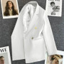 Candy Color OL Blazer Spring Autumn Notched Long Sleeve Double Breasted Metal Button Slim Pocket Blazer Coats ZXFS-S602