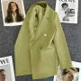 Candy Color OL Blazer Spring Autumn Notched Long Sleeve Double Breasted Metal Button Slim Pocket Blazer Coats ZXFS-S602