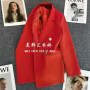 Candy Color OL Blazer Spring Autumn Notched Long Sleeve Double Breasted Metal Button Slim Pocket Blazer Coats ZXFS-S602