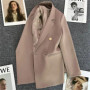 Candy Color OL Blazer Spring Autumn Notched Long Sleeve Double Breasted Metal Button Slim Pocket Blazer Coats ZXFS-S602