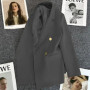 Candy Color OL Blazer Spring Autumn Notched Long Sleeve Double Breasted Metal Button Slim Pocket Blazer Coats ZXFS-S602