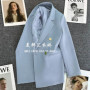 Candy Color OL Blazer Spring Autumn Notched Long Sleeve Double Breasted Metal Button Slim Pocket Blazer Coats ZXFS-S602
