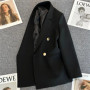 Candy Color OL Blazer Spring Autumn Notched Long Sleeve Double Breasted Metal Button Slim Pocket Blazer Coats ZXFS-S602