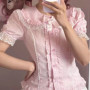 Matakawa Ruffles Blouses Spring Summer Japanese Style Puff Sleeve Fashion Women Shirts Retro Sweet Peter Pan Collar Blusas Mujer