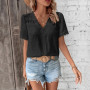 Solid Casual Loose Blouses For Women Fashion 2025 Summer Vintage Women's Oversized Shirts And Blouses Elegant Youth Female Tops