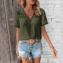 Solid Casual Loose Blouses For Women Fashion 2025 Summer Vintage Women's Oversized Shirts And Blouses Elegant Youth Female Tops