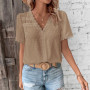 Solid Casual Loose Blouses For Women Fashion 2025 Summer Vintage Women's Oversized Shirts And Blouses Elegant Youth Female Tops