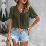 Solid Casual Loose Blouses For Women Fashion 2025 Summer Vintage Women's Oversized Shirts And Blouses Elegant Youth Female Tops