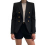 White Blazer Women 2025 TOP QUALITY Slim Elegant Blazers Jacket Women's Fitting Metal Lion Buttons Double Breasted Blazer Femme