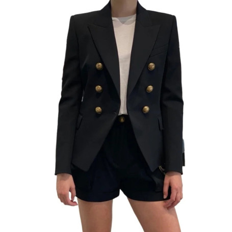White Blazer Women 2025 TOP QUALITY Slim Elegant Blazers Jacket Women's Fitting Metal Lion Buttons Double Breasted Blazer Femme