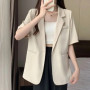 2025 Female Short Sleeved Suit Coat Women Summer Loose Fitting Solid Color Blazer Jacket Ladies Korean Leisure Tops Outerwear