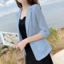 Linen Small Suit Women's Jacket Thin Blazer Coat 2026 Summer Cotton Linen Sunscreen Clothing Korean Casual Blazers Coat Tops 5XL