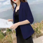 Linen Small Suit Women's Jacket Thin Blazer Coat 2026 Summer Cotton Linen Sunscreen Clothing Korean Casual Blazers Coat Tops 5XL