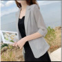 Linen Small Suit Women's Jacket Thin Blazer Coat 2026 Summer Cotton Linen Sunscreen Clothing Korean Casual Blazers Coat Tops 5XL