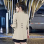 Back Split Off White Suit Coat Women's 2023 New Spring and Autumn Leisure Office Ladies Blazer Popular Suit Top Beige Black