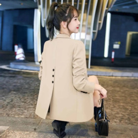 Back Split Off White Suit Coat Women's 2023 New Spring and Autumn Leisure Office Ladies Blazer Popular Suit Top Beige Black