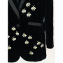 HIGH STREET Newest 2026 F/W Designer Jacket Women's Single Button Stunning Rhinestone Diamonds Beaded Bee Velvet Long Blazer