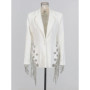 ZMEENNA White Blazer Notched Collar Single Button Patchwork Metal Tassel Jackets For Women 2025 Spring Fashion New Coats ZM628