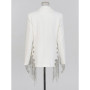 ZMEENNA White Blazer Notched Collar Single Button Patchwork Metal Tassel Jackets For Women 2025 Spring Fashion New Coats ZM628