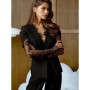 JULISSA MO Sexy Deep V-neck Sheer Lace Women Blazer Black Long Sleeve Patchwork Single Button Coat Slim Elegant Party Streetwear