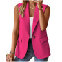 New Women's Suit Vest Solid Color Office Casual Top Cardigan Loose Simple Coat for Women